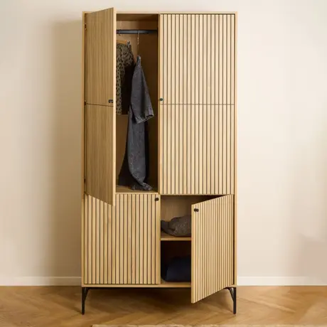 Buy Effortless Elegance: Albany 4-Door Wardrobe in Black & Oak, 8 from Furnituretta
