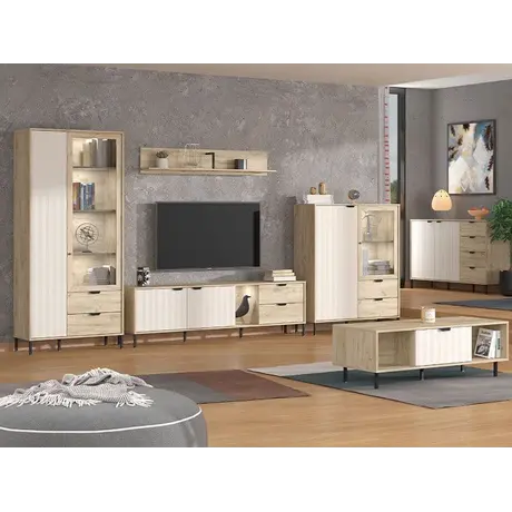 Buy Esher Grey Oak Effect Display Cabinet, 5 from Furnituretta