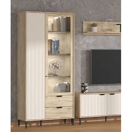 Buy Esher Grey Oak Effect Display Cabinet from Furnituretta