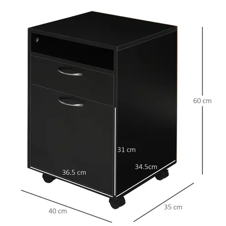 Buy Homcom 60cm Storage Cabinet Drawer Open Shelf Metal Handles Black, 3 from Furnituretta