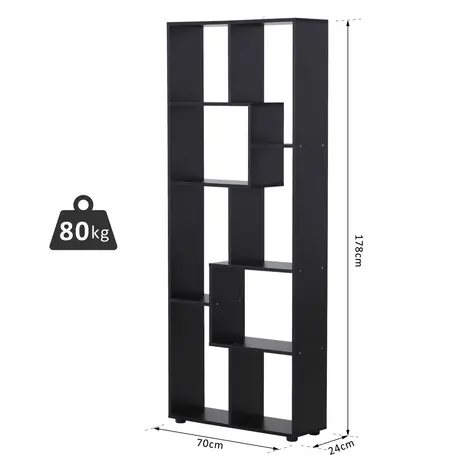 Buy Homcom 8-Tier Freestanding Bookcase Melamine Surface Black, 3 from Furnituretta