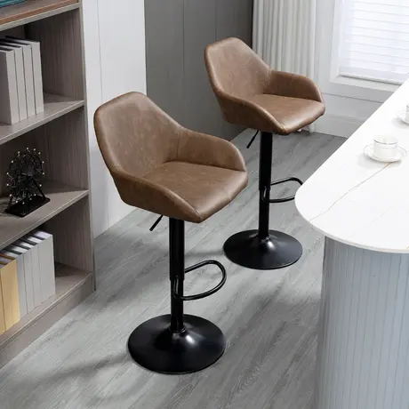 Buy Homcom Adjustable Bar Stools Set of 2, Swivel Barstools, 8 from Furnituretta