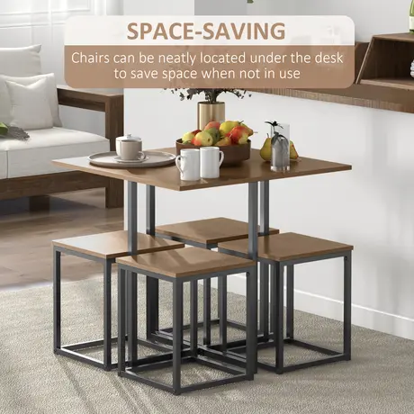 Buy Homcom 5 PCS Industrial Table & Stool Set Metal Frame, 5 from Furnituretta