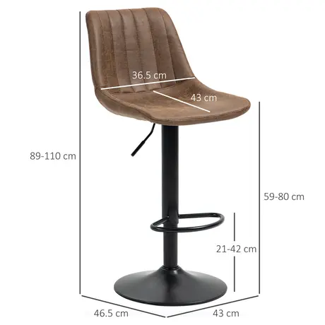 Buy Homcom Adjustable Bar Stools Set of 2 Counter Height Barstools Brown, 3 from Furnituretta