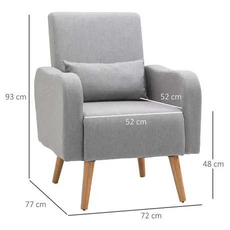 Buy Homcom Accent Chair, Linen-Touch Armchair with Wooden Frame, Grey, 3 from Furnituretta