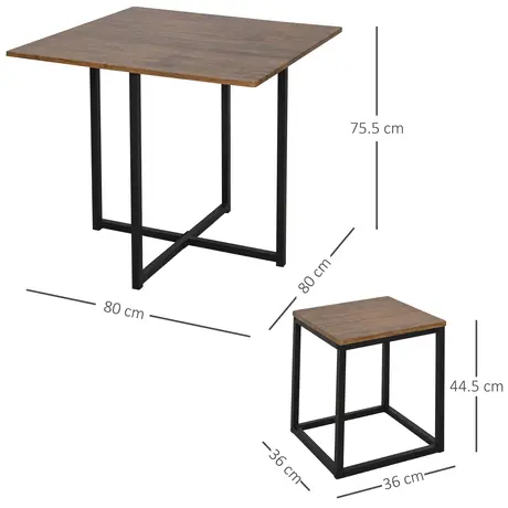 Buy Homcom 5 PCS Industrial Table & Stool Set Metal Frame, 3 from Furnituretta