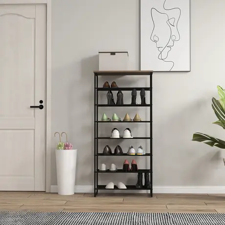 Buy Homcom 8-Tier Shoe Rack, Shoe Storage Organizer with Mesh Shelves, 7 from Furnituretta