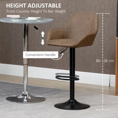 Buy Homcom Adjustable Bar Stools Set of 2, Swivel Barstools, 5 from Furnituretta