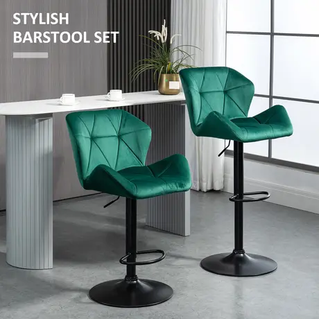 Buy Homcom Bar Stools Set Of 2, Luxurious Velvet-Touch Barstools, 4 from Furnituretta
