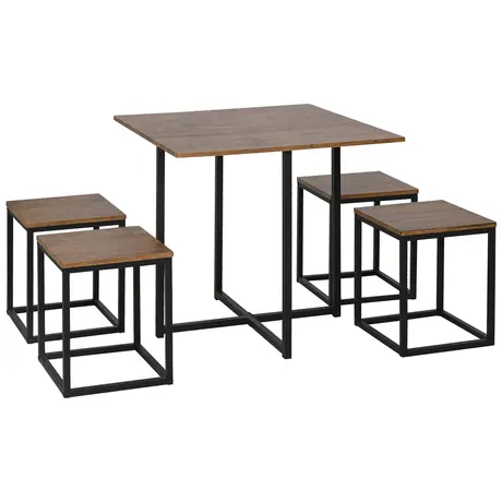 Buy Homcom 5 PCS Industrial Table & Stool Set Metal Frame from Furnituretta