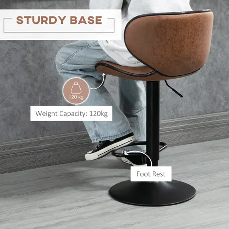 Buy Homcom Bar Stool Set of 2 Microfiber Cloth Adjustable Height Armless Chairs, 6 from Furnituretta