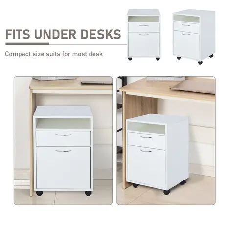Buy Homcom 60cm Storage Cabinet Drawer Open Shelf Metal Handles White, 6 from Furnituretta