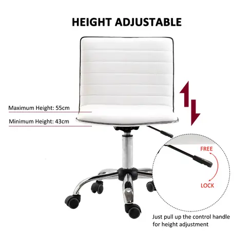 Buy Homcom Adjustable Swivel Office Chair with Armless Mid-Back, 4 from Furnituretta
