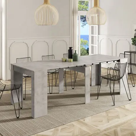 Buy Leon Concrete Grey Effect Large Extending Dining Table: A Modern and Functional Piece from Furnituretta