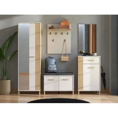 Buy Stylish Narrow Wardrobe: Glossop Cashmere and Oak Effect, 4 from Furnituretta