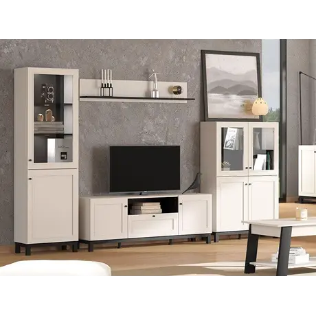 Buy Elegant Panelled Showcase Cabinet in Cashmere Taupe, 5 from Furnituretta