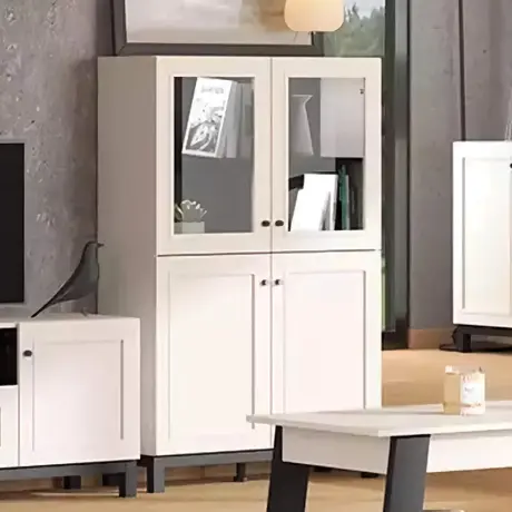 Buy Elegant Panelled Showcase Cabinet in Cashmere Taupe from Furnituretta