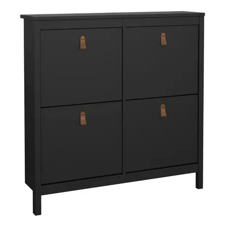 Buy Stylish Black Barcelona Shoe Cabinet with 4 Flip-Down Doors from Furnituretta