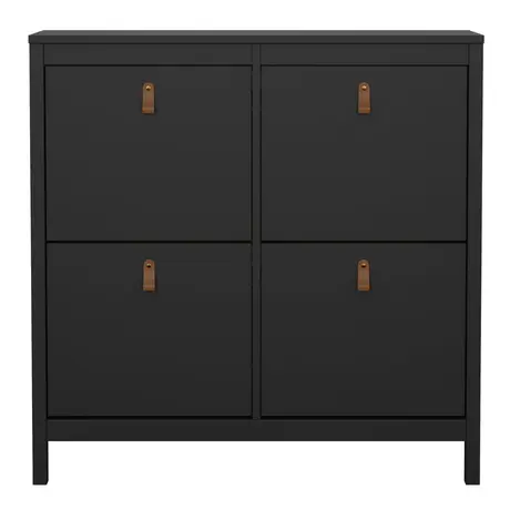 Buy Stylish Black Barcelona Shoe Cabinet with 4 Flip-Down Doors, 2 from Furnituretta