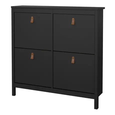 Buy Stylish Black Barcelona Shoe Cabinet with 4 Flip-Down Doors, 3 from Furnituretta