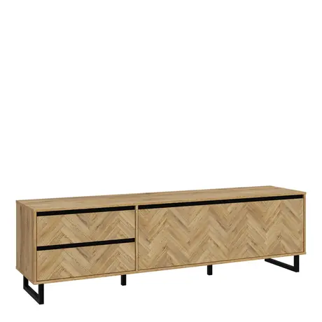 Buy Modern Nikomedes TV Unit in Spica Oak & Matt Black from Furnituretta