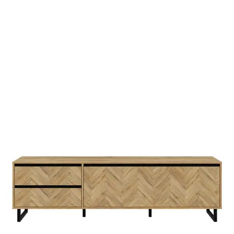 Buy Modern Nikomedes TV Unit in Spica Oak & Matt Black, 2 from Furnituretta