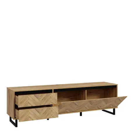 Buy Modern Nikomedes TV Unit in Spica Oak & Matt Black, 3 from Furnituretta
