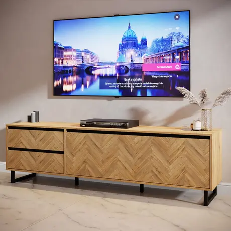 Buy Modern Nikomedes TV Unit in Spica Oak & Matt Black, 6 from Furnituretta