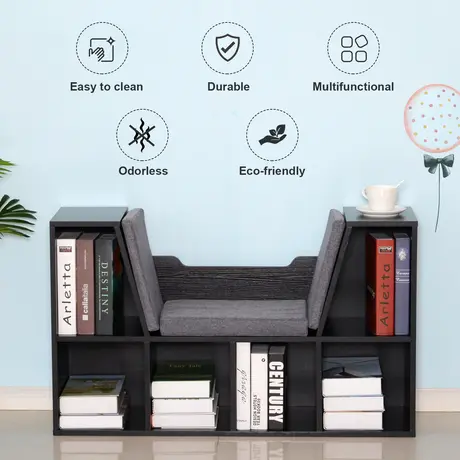 Buy Homcom Bookcase Shelf Storage Seat with Cushion Sideboard, 6 from Furnituretta