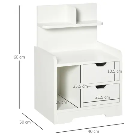 Buy Homcom Bedside Table with 2 Drawers and Storage Shelves, 3 from Furnituretta