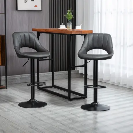 Buy Homcom Barstools Set of 2 Adjustable Swivel Height Gas Lift, 2 from Furnituretta