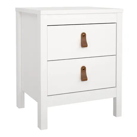 Buy Elegant White Barcelona Bedside Table with 2 Drawers from Furnituretta