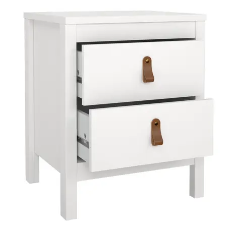 Buy Elegant White Barcelona Bedside Table with 2 Drawers, 5 from Furnituretta