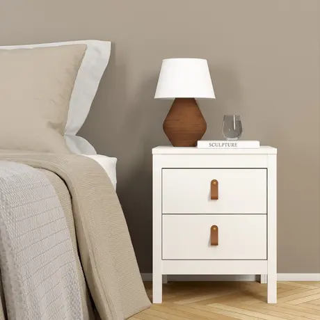Buy Elegant White Barcelona Bedside Table with 2 Drawers, 8 from Furnituretta