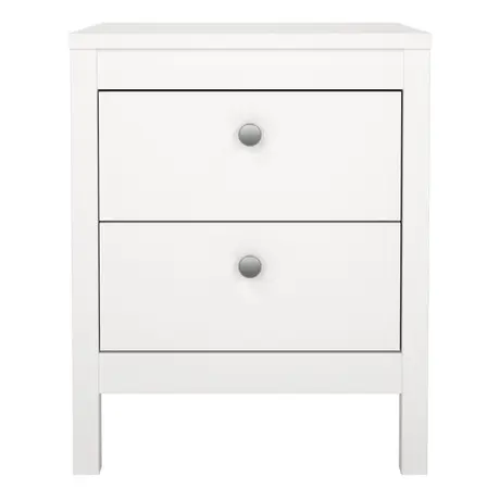 Buy Stylish White Madrid Bedside Table with 2 Drawers, 2 from Furnituretta