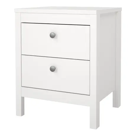 Buy Stylish White Madrid Bedside Table with 2 Drawers, 3 from Furnituretta