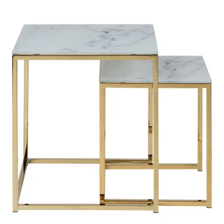 Buy Alisma Nest of Tables: Stylish Marble & Gold Design, 2 from Furnituretta