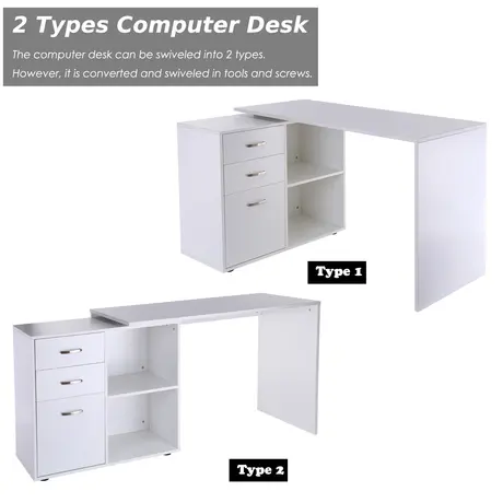 Buy Homcom Computer Desk Table Workstation Home Office L Shape, 4 from Furnituretta