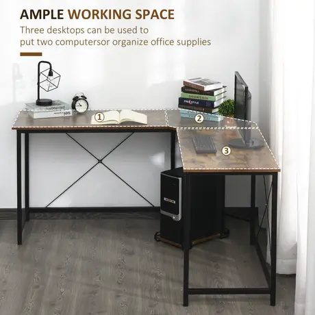 Buy Homcom Corner Gaming Desk L-Shape Computer PC Workstation, 5 from Furnituretta