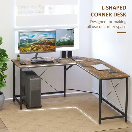 Buy Homcom Corner Gaming Desk L-Shape Computer PC Workstation, 4 from Furnituretta
