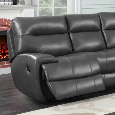 Buy Modern Recliner Sofa: Bailey Grey LeatherGel & PU, Colour: Grey, 3 from Furnituretta