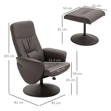 Buy Homcom Executive Recliner Chair High Back and Footstool Armchair, 3 from Furnituretta