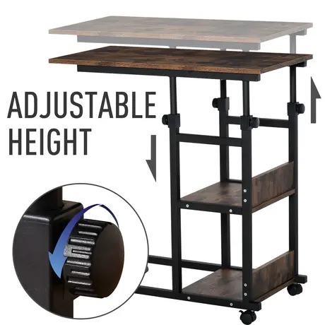 Buy Homcom C-Shaped Side Table Industrial Mobile Rolling End Desk, 7 from Furnituretta