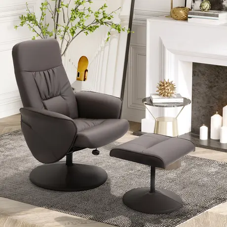 Buy Homcom Executive Recliner Chair High Back and Footstool Armchair, 2 from Furnituretta