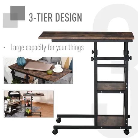 Buy Homcom C-Shaped Side Table Industrial Mobile Rolling End Desk, 6 from Furnituretta
