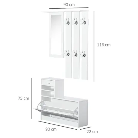 Buy Homcom Entryway Furniture Set-White, 3 from Furnituretta
