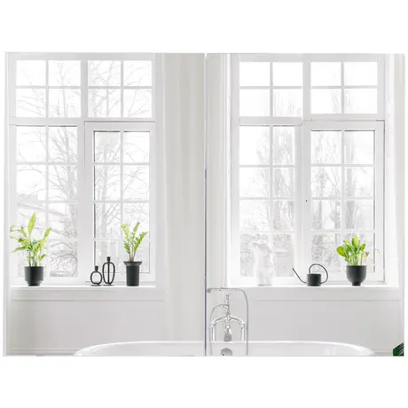 Buy Homcom Double Door Wall Mounted Glass Mirror Cabinet Modern from Furnituretta