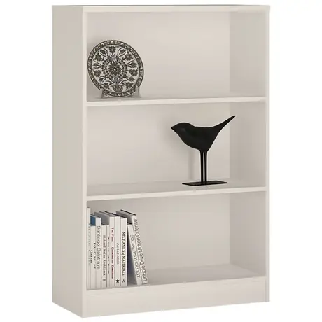 Buy Modern Medium Wide Bookcase: Elegant Pearl White Finish from Furnituretta