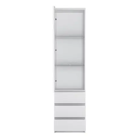 Buy Narrow Glass Display Cabinet with One Door and Three Drawers, 2 from Furnituretta