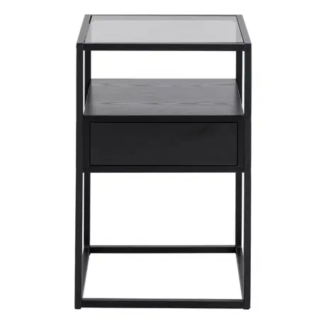 Buy Stylish Randolf Bedside Table: Black & Smoked Glass Finish, 3 from Furnituretta